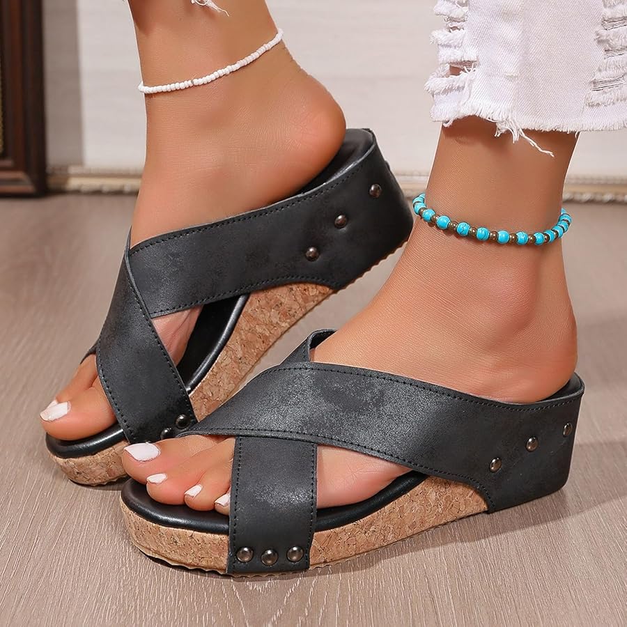 靴 Riu Cork platform sandals Woven Espadrilles Strappy Chucky Heels | Yara Woven Heels
